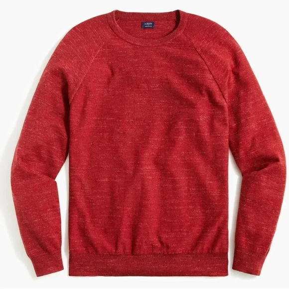 J.Crew Factory Heather Red Raglan Crewneck Cotton Sweater Men’s Size M F9518 - Picture 1 of 15